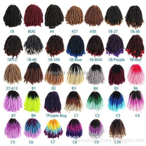 8 Inches Synthetic Passion Twists Crochet Braids Low Temperature Spring Twist Hair Extensions Wholesale